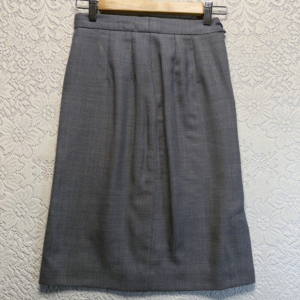 Hawksley & Wight Skirt Womens 2 Blue Wool Tweed Pleated Pencil Lined Knee Length